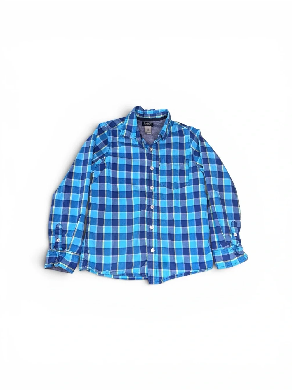 Oshkosh Long sleeve Plaid Collared Button Down Blue Size 10